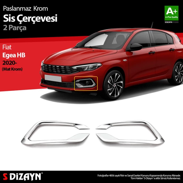S-Dizayn Fiat Egea HB Krom Sis Çerçevesi 2 Prç. 2020 Üzeri (Mat Krom) ürün görseli 1