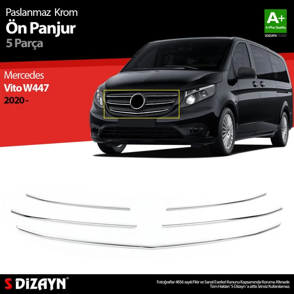 S-Dizayn Vito W447 Krom Ön Panjur 5 Prç. 2020 Üzeri ürün görseli 1
