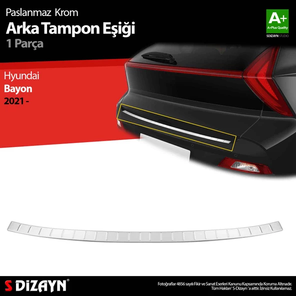 S-Dizayn Hyundai Bayon Krom Arka Tampon Eşiği 2021-2024 ürün görseli 1