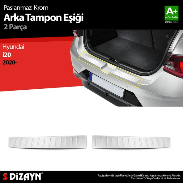 S-Dizayn Hyundai i20 Krom Arka Tampon Eşiği 2 Prç. 2020 Üzeri ürün görseli 1
