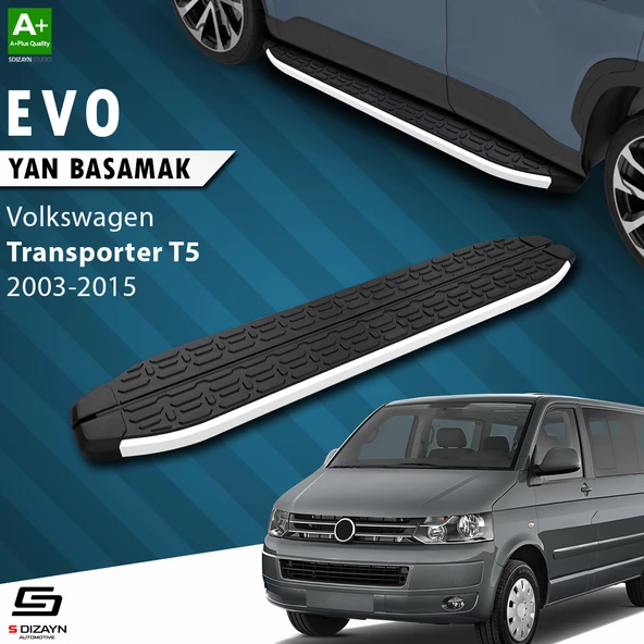S-Dizayn VW Transporter T5 Uzun Şase Evo Aluminyum Yan Basamak 253 Cm 2003-2015 A+ Kalite ürün görseli 1