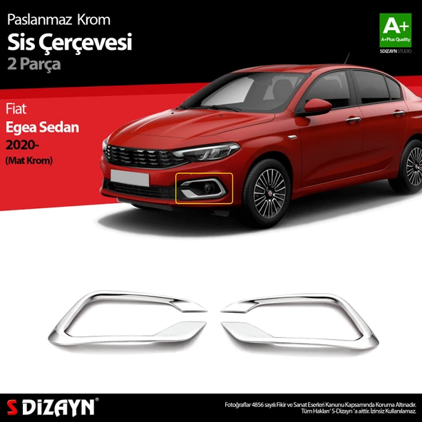 S-Dizayn Fiat Egea Sedan Krom Sis Çerçevesi 2 Prç. 2020 Üzeri (Mat Krom) ürün görseli 1