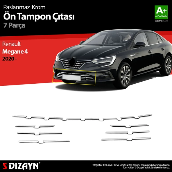 S-Dizayn Renault Megane 4 Krom Ön Tampon Çıtası 7 Prç. 2020 Üzeri ürün görseli 1