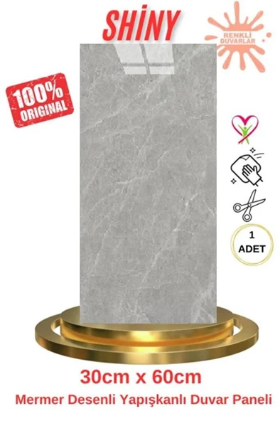 Renkli Duvarlar BS1725 Kendinden Yapışkanlı 1Adet 30x60cm Mermer Desenli Esnek Karavan Banyo Wc Duvar Kaplama Paneli ürün görseli 1