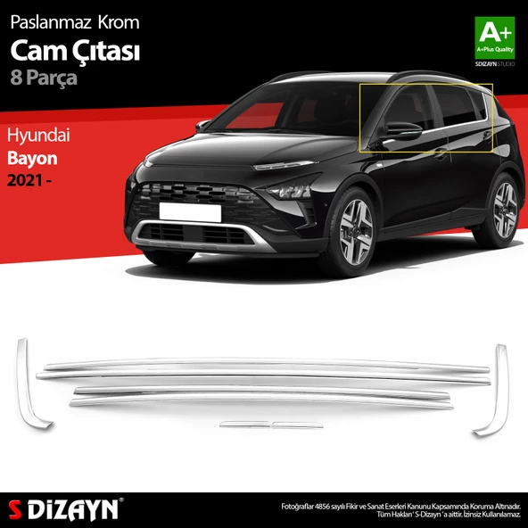 S-Dizayn Hyundai Bayon Krom Cam Çıtası 8 Prç. 2021-2024 ürün görseli 1