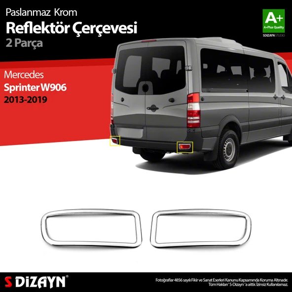 S-Dizayn Sprinter W906 Krom Arka Reflektör Çıtası 2 Prç. 2013-2018 ürün görseli 1