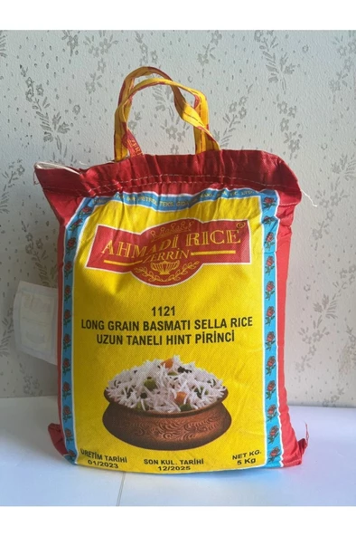 Ahmadi zerrin Rice 1121 uzun iri taneli basmati hint sella pirinci 5 kg ürün görseli 1