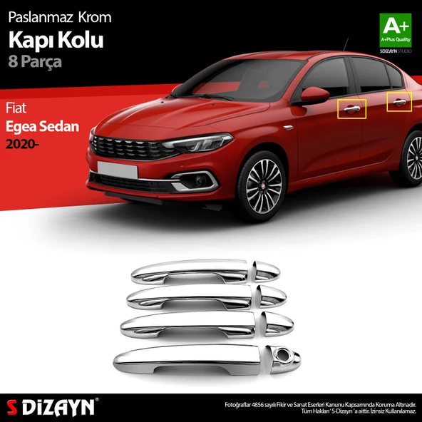 S-Dizayn Fiat Egea SD Krom Kapı Kolu 8 Prç. 2020 Üzeri ürün görseli 1