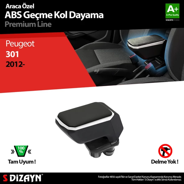 S-Dizayn Peugeot 301 Kol Dayama Kolçak Geçmeli ABS Gri 2012-2017 A+Kalite ürün görseli 1