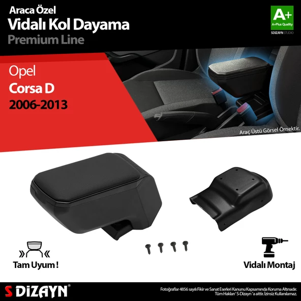S-Dizayn Opel Corsa D Kol Dayama Kolçak ABS Vidalı Siyah 2006-2013 A+Kalite ürün görseli 1