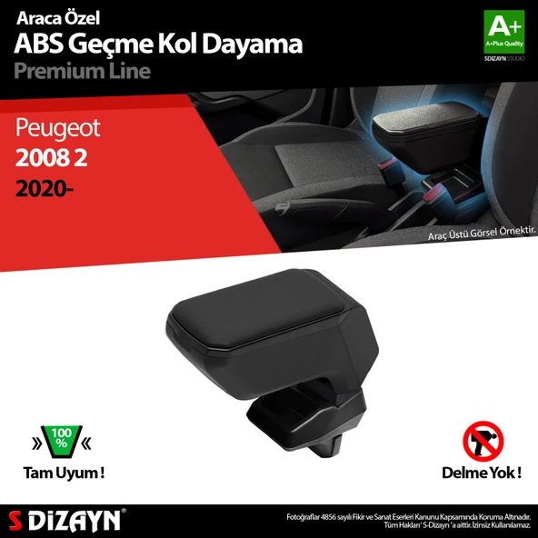 S-Dizayn Peugeot 2008 2 Kol Dayama Kolçak Geçmeli ABS Siyah 2020-2023 A+Kalite ürün görseli 1