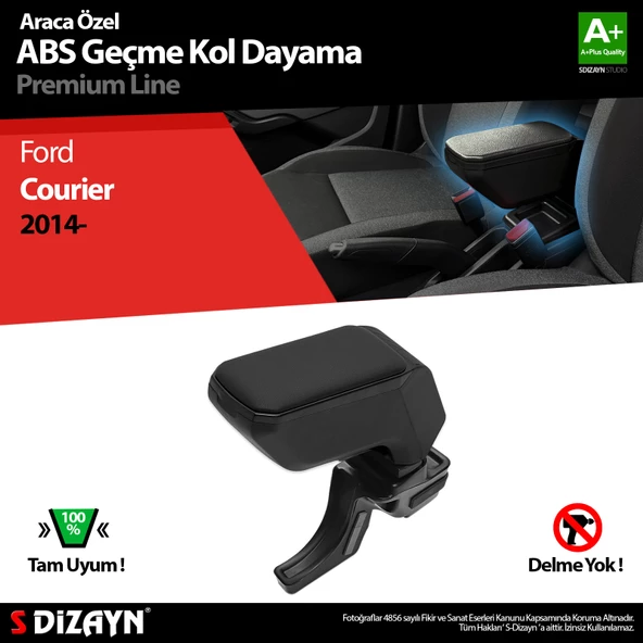 S-Dizayn Ford Courier Kol Dayama Kolçak Geçmeli ABS Siyah 2014-2022 A+Kalite ürün görseli 1