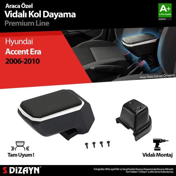 S-Dizayn Hyundai Accent Era Kol Dayama Kolçak ABS Vidalı Gri 2006-2010 A+Kalite ürün görseli 1