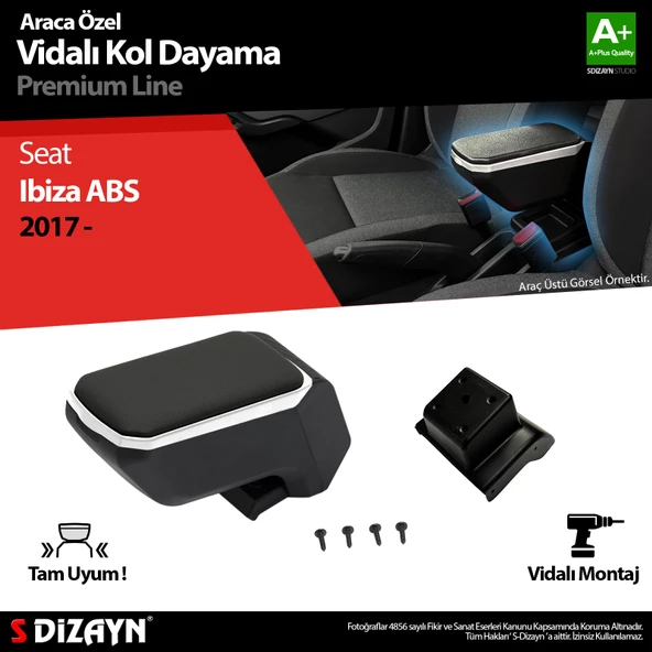 S-Dizayn Seat Ibiza ABS Vidalı Kol Dayama Kolçak Gri 2017 Üzeri A+Kalite ürün görseli 1