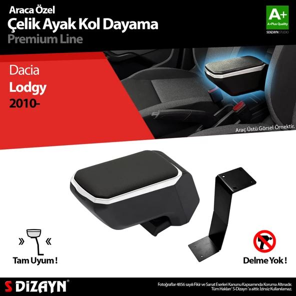 S-Dizayn Dacia Lodgy Kol Dayama Kolçak Çelik Ayaklı ABS Gri 2010 Üzeri A+Kalite ürün görseli 1