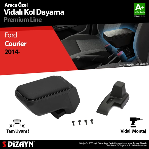S-Dizayn Ford Courier Kol Dayama Kolçak ABS Vidalı Siyah 2014-2022 A+Kalite ürün görseli 1