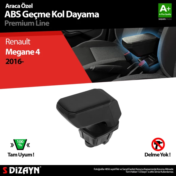S-Dizayn Renault Megane 4 Kol Dayama Kolçak Geçmeli ABS Siyah 2016-2020 A+Kalite ürün görseli 1