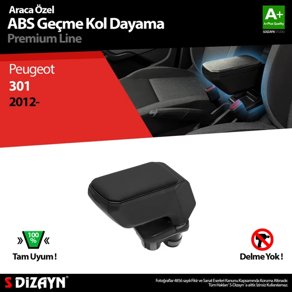 S-Dizayn Peugeot 301 Kol Dayama Kolçak Geçmeli ABS Siyah 2012-2017 A+Kalite ürün görseli 1