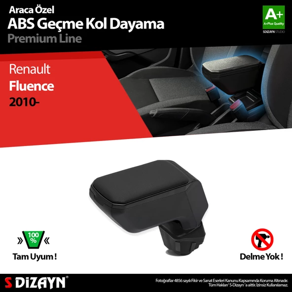 S-Dizayn Renault Fluence Kol Dayama Kolçak Geçmeli ABS Siyah 2010-2016 A+Kalite ürün görseli 1