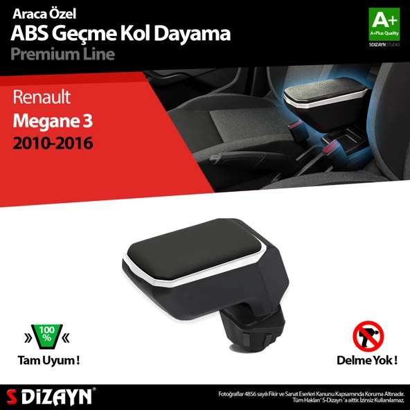 S-Dizayn Renault Megane 3 Kol Dayama Kolçak Geçmeli ABS Gri 2010-2016 A+Kalite ürün görseli 1