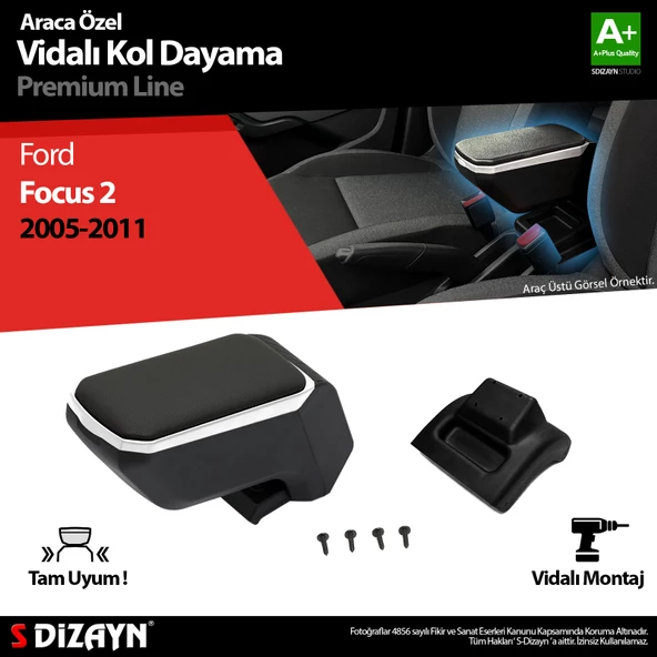 S-Dizayn Ford Focus 2 Kol Dayama Kolçak ABS Vidalı Gri 2005-2011 A+Kalite ürün görseli 1