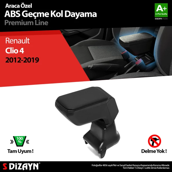 S-Dizayn Renault Clio 4 Kol Dayama Kolçak Geçmeli ABS Siyah 2012-2019 A+Kalite ürün görseli 1