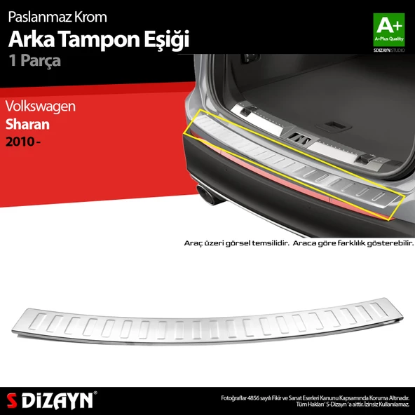 S-Dizayn VW Sharan Krom Arka Tampon Eşiği 2010-2020 ürün görseli 1