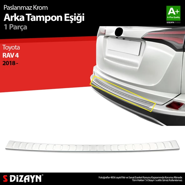 S-Dizayn Toyota Rav4 Krom Arka Tampon Eşiği 2018 Üzeri ürün görseli 1