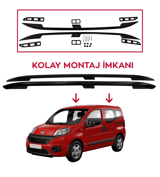 Fiat Fiorino 2007-2024 Tavan Çıtası Araca Özel Siyah Renk Alüminyum ürün görseli 1