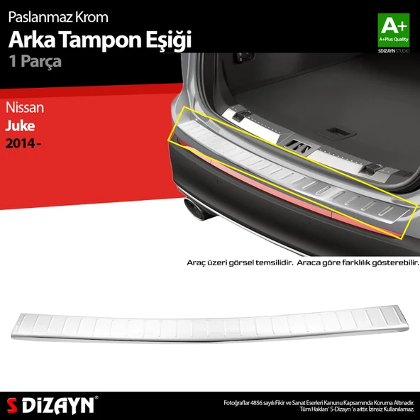S-Dizayn Nissan Juke Krom Arka Tampon Eşiği 2014-2018 ürün görseli 1