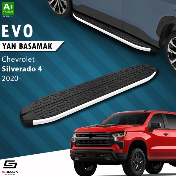 S-Dizayn Chevrolet Silverado 4 Evo Aluminyum Yan Basamak 213 Cm 2020 Üzeri A+ Kalite ürün görseli 1