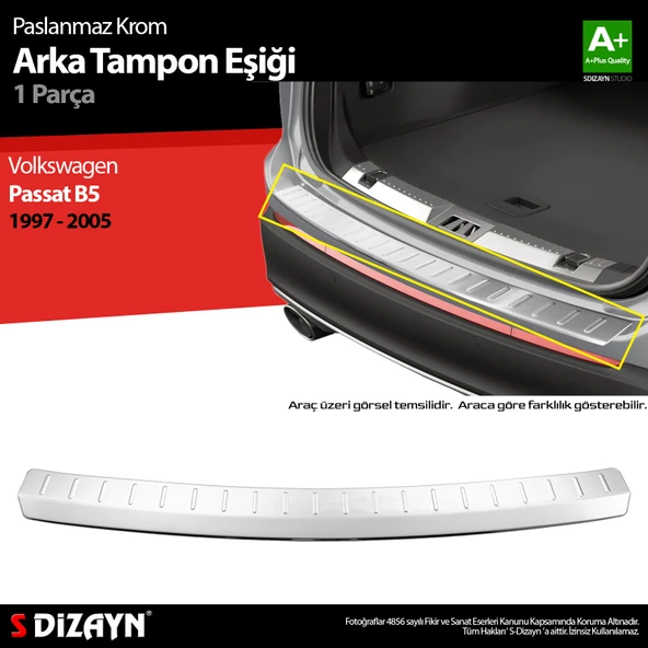 S-Dizayn VW Passat B5 Sw Krom Arka Tampon Eşiği 1997-2005 ürün görseli 1