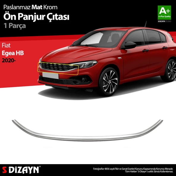S-Dizayn Fiat Egea HB Krom Ön Panjur Çıtası 2020 Üzeri Mat Krom A+ Kalite ürün görseli 1