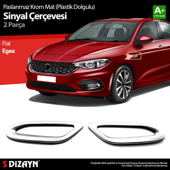 S-Dizayn Fiat Egea Mat Krom Sinyal Çerçevesi 2 Prç. ABS Plastik Dolgulu 2015 Üzeri A+ Kalite ürün görseli 1