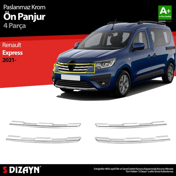 S-Dizayn Renault Express Krom Ön Panjur 4 Prç 2021 Üzeri ürün görseli 1