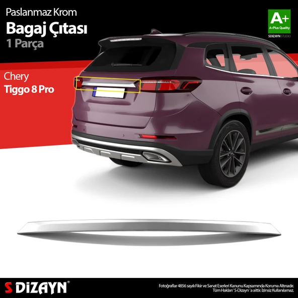 S-Dizayn Chery Tiggo 8 Pro Krom Bagaj Çıtası 2022 Üzeri A+ Kalite ürün görseli 1