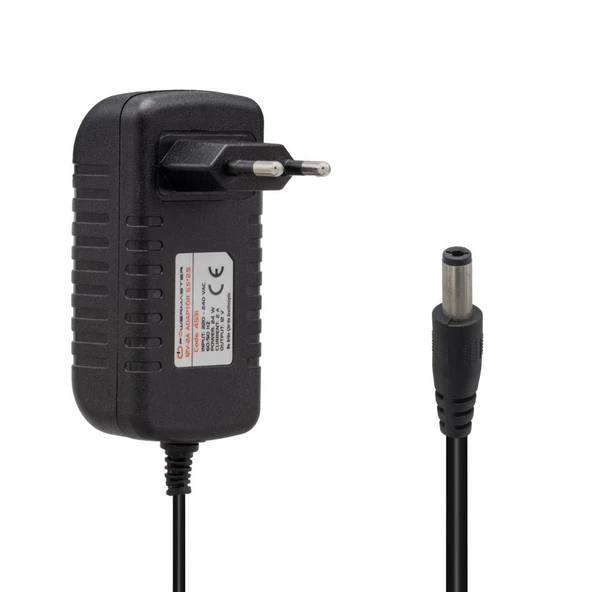 12 Volt - 2 Amper 5.5*2.5 Mm Uçlu Plasti̇k Kasa Pri̇z Ti̇pi̇ Adaptör ürün görseli 1