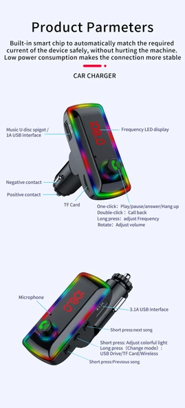 Multimedia araç kit type-c uzun model / ICCA107 - Resim 4