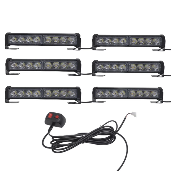 6'lı 48 led çakar lamba sarı-beyaz 12-30V / LAPA545-1 ürün görseli 1