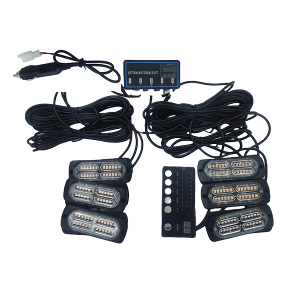17 fonksiyonlu çakar lamba 12-30v 24 led 6 adet sarı*sarı set / LAPA549-1 ürün görseli 1