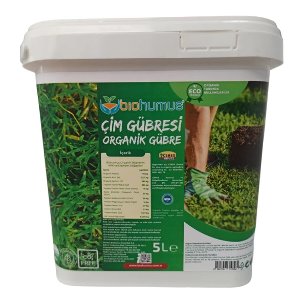 ÇİM için, Biohumus Organik gübre, Organik Sertifikalı, Kök geliştirici, toprak düzenleyici, bitki besleyici, 5 Litre ürün görseli 1