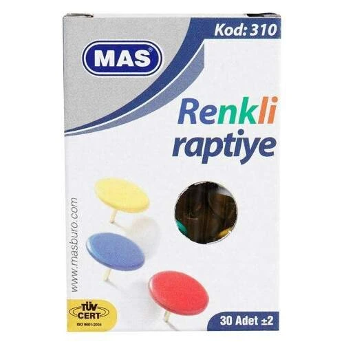 Mas Pvc Kaplı Karışık Renkli Raptiye ( 30 Adet ) ürün görseli 1