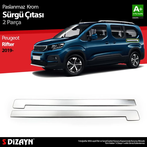 S-Dizayn Peugeot Rifter Krom Sürgülü Kapı Çıtası 2019 Üzeri ürün görseli 1