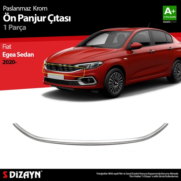 S-Dizayn Fiat Egea Sedan Krom Ön Panjur Çıtası 2020 Üzeri ürün görseli 1