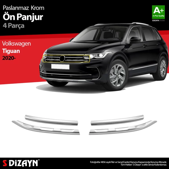 S-Dizayn VW Tiguan Krom Ön Panjur 4 Prç. 2020-2024 ürün görseli 1