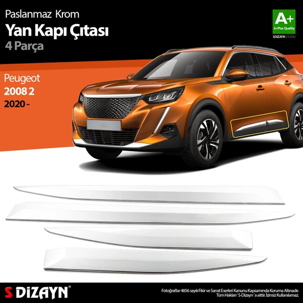 S-Dizayn Peugeot 2008 2 Krom Yan Kapı Çıtası 4 Prç 2020-2023 ürün görseli 1