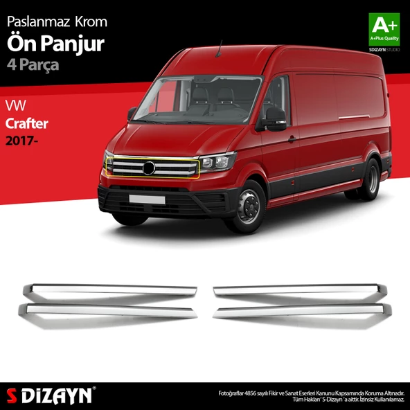 S-Dizayn VW Crafter Krom Ön Panjur 4 Prç 2017 Üzeri ürün görseli 1