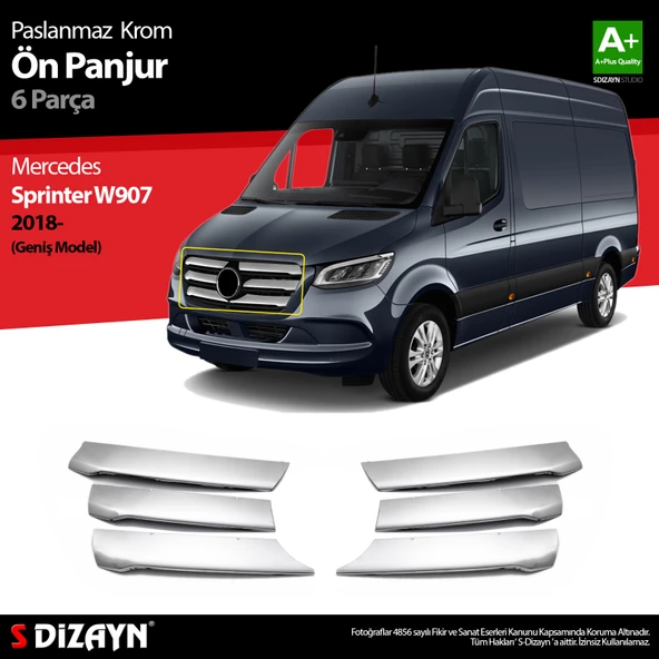 S-Dizayn Sprinter W907 Krom Ön Panjur Geniş Model 6 Prç 2018 Üzeri ürün görseli 1