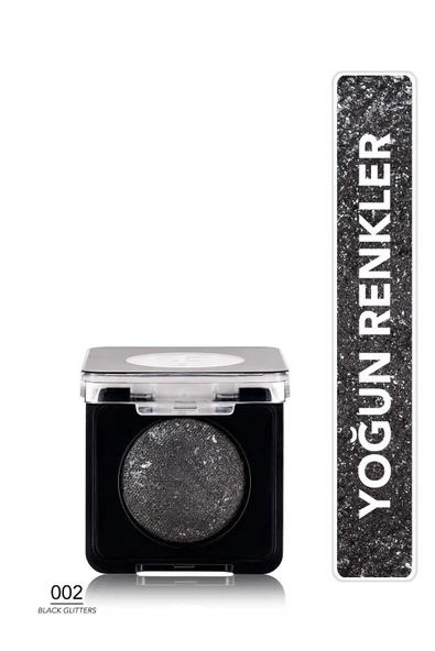 Flormar Yoğun Işıltılı Göz Farı - 002 Black Glitters- Baked Eyeshadow - 8682536052368 ürün görseli 1