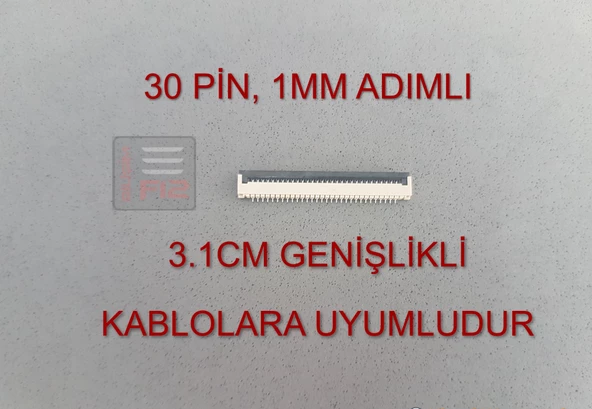 30 Pin 1mm Adımlı Flex Kablo Sabitleyici Ffc Konnektör Soketi Sabitleme Fleks Bağlama Aparatı ürün görseli 1